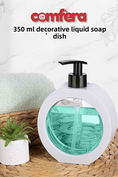BAGER MARKET Comfera 350 ml Bathroom and Kitchen Countertop, Round, Liquid Soap Dispenser, Dish, Sink, Detergent Dispenser