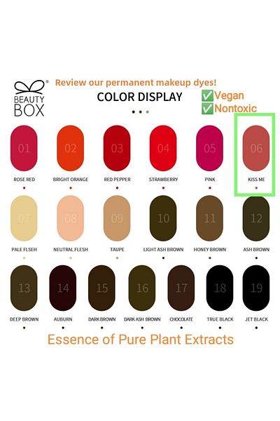 Beauty Box Kiss Me Vegan Permanent Makeup Paint PMU Pigment Nontoxic Essence of Pure Plant Extracts 12ml