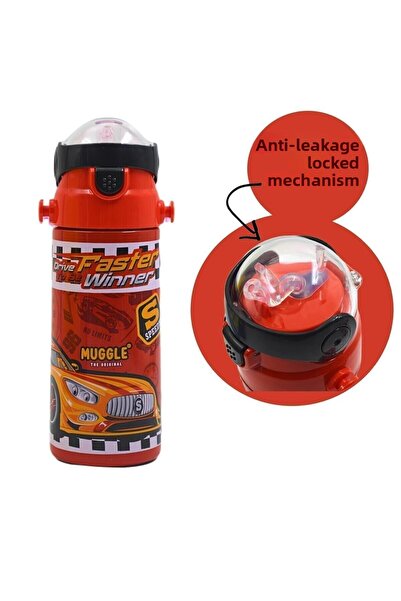 MUGGLE مطارة ستيل مع شفاطة MT-2635 منقوشة سيارة لون أحمر 550 مل
