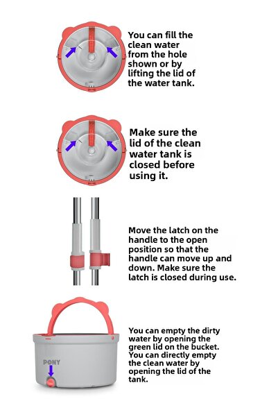 Pony Gray Refill Clean & Dirty Water Separation Feature Automatic Cleaning Kit Mop Mop