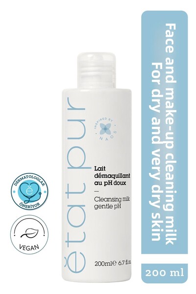 Etat Pur حليب منظف لطيف Ph مغذي لطيف للوجه 200 مل للبشرة الجافة والحساسة