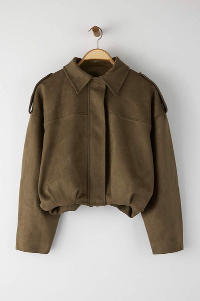 Trendyol Collection Khaki Oversize Mold Suede Bomber Slim Jacket Coat Twoaw26Mo00125