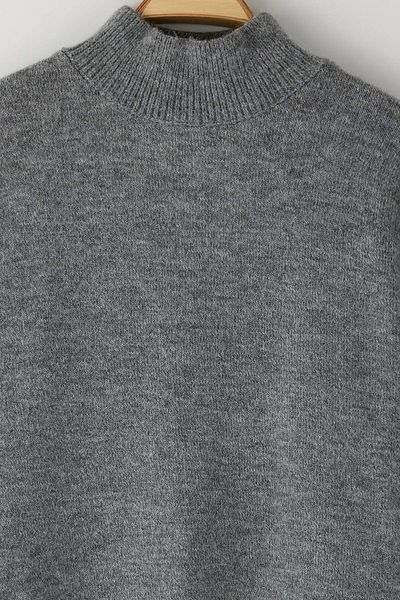 Trendyol Collection Anthracite Alpaca Wool Blended Premium/Special Yarn Wide Fit Basic Knitwear Sweater Twoaw26Kz00079