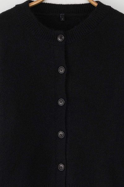 Trendyol Collection Black Alpaca Wool Blended Wide Fit Knitwear Cardigan Twoaw26Hi00089
