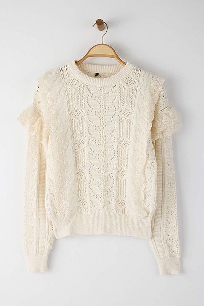 Trendyol Collection Bone Lace Garnish Sleeve Detail Knitwear Sweater Twoaw26Kz00053
