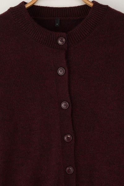 Trendyol Collection Burgundy Alpaca Wool Blended Wide Fit Knitwear Cardigan Twoaw26Hi00089