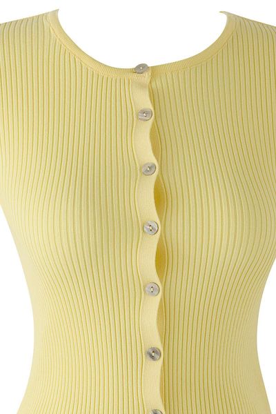 Trendyol Collection Yellow Mercerized Look Ribbed Knitwear Cardigan Twoaw26Hi00118