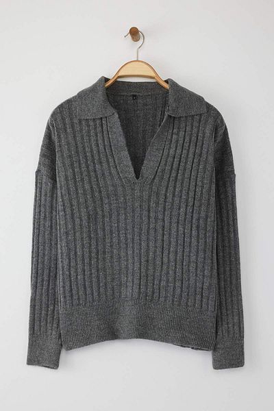 Trendyol Collection Anthracite Soft Textured Polo Neck Knitwear Sweater Twoaw24Kz00678