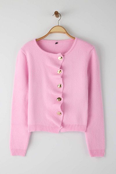 Trendyol Collection Pink Drawstring Closure Detailed Metal Button Knitwear Cardigan Twoaw26Hi00110