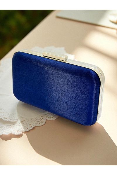 Biçanta Culoare Bleumarin Satin Satin Femei Rochie de Seara Geanta Nunta Logodna Absolvire