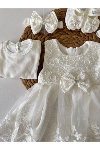 PİLEKİ BABY 0 4 Months Baby Girl Mevlüt Dress, Luxury Mevlüt Dress Lace Wedding Dress
