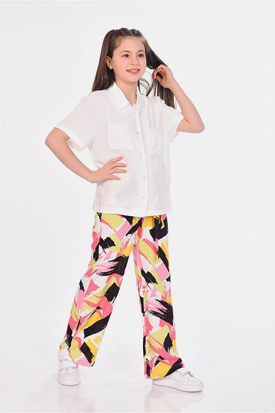 RAMON&ARTOS Patterned Viscose Girls' Trousers - Comfortable Cut, Wide Leg