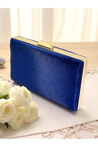 Biçanta Navy Blue Color Glitter Satin Women's Evening Dress Bag Wedding Engagement Graduation