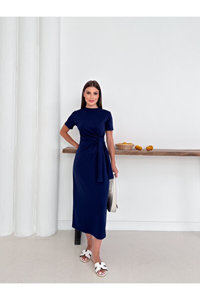 YONEZ MODA Women's Comfortable Fit Efil Efil Modal Fabric Side Tie Detailed D...