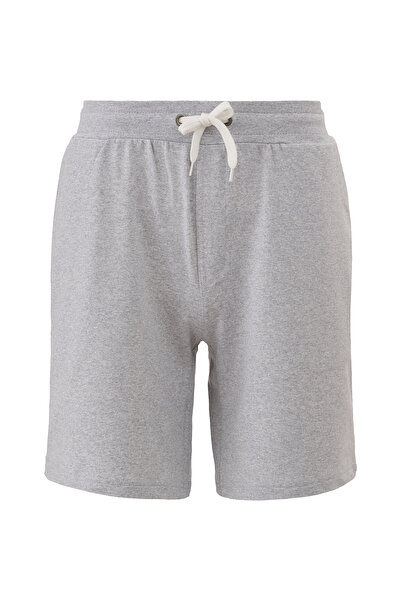 Elemge Pamuklu Erkek Gri Casual Şort Yan Cepli Bağcıklı Regular Fit Kalıp Boru Paça Günlük Bermuda 2 Iplik