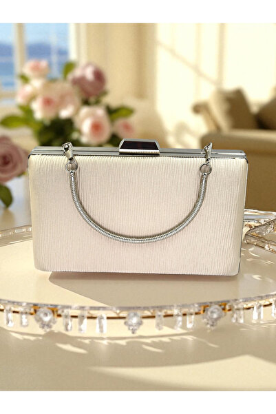 Biçanta Skin Nude Color Waterway Patterned Satin Γυναικείο βραδινό φόρεμα Τσάντα Γάμος Αρραβώνας Αποφοίτηση