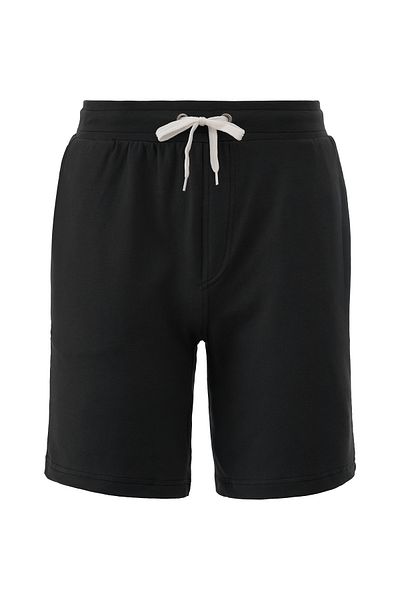 Elemge Βαμβακερό ανδρικό μαύρο σορτς casual με 2 κλωστές με πλαϊνές τσέπες με κορδόνια κανονική εφαρμογή με σωλήνα βερμούδα