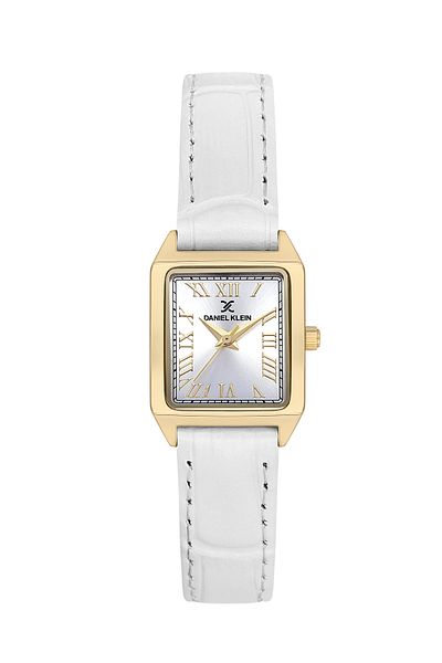 Daniel Klein Dkf.2315A New Trend Gold Color Case White Leather Strap Women's Watch