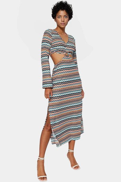 PayBuy Multi Zigzag Patterned Midi Knitted Dress Daily Summer Casual Cut High Quality Use
