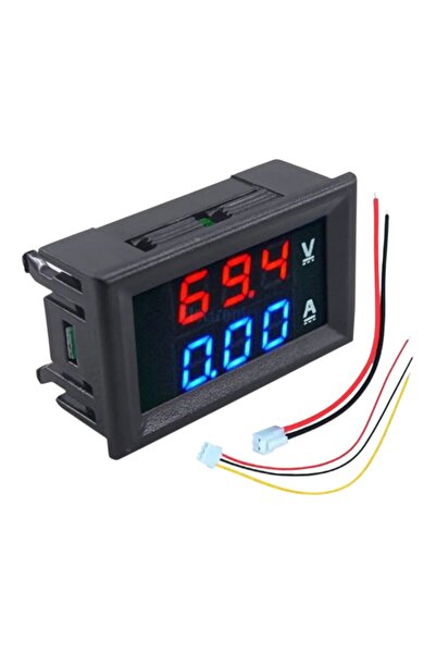 EcoFast Dijital Dual Voltmetre Ampermetre Volt Akım Ölçer Dc 0-100v 10a Kırmızı-Mavi, Voltmetre, Ampermetre