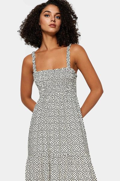 PayBuy Summer Stylish Midi Dress Polka Dot Patterned Viscose Fabric Comfortable Fit Use Appearance
