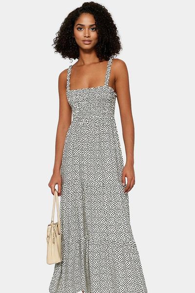 PayBuy Summer Stylish Midi Dress Polka Dot Patterned Viscose Fabric Comfortable Fit Use Appearance