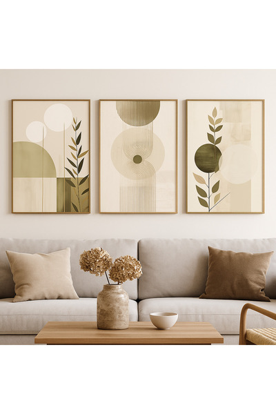 seninürünün Zen Botanical - Pictură modernă din 3 piese cu imprimare a adevăr...