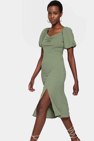 PayBuy Chic Midi Length Dress a Line Mold Short Sleeve Heart Collar Woven Fabric Quality Craftsmanship