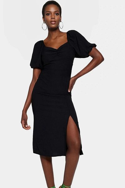 PayBuy Chic Midi Length Dress a Line Mold Short Sleeve Heart Collar Woven Fabric Quality Craftsmanship