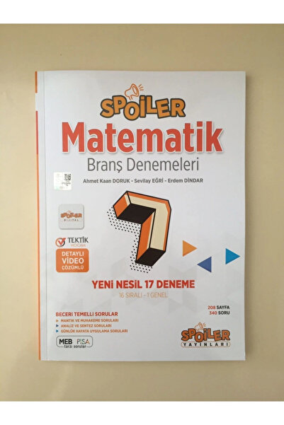 Spoiler Yayınları 7 Sınıf Matematik Branş Denemeleri 2022