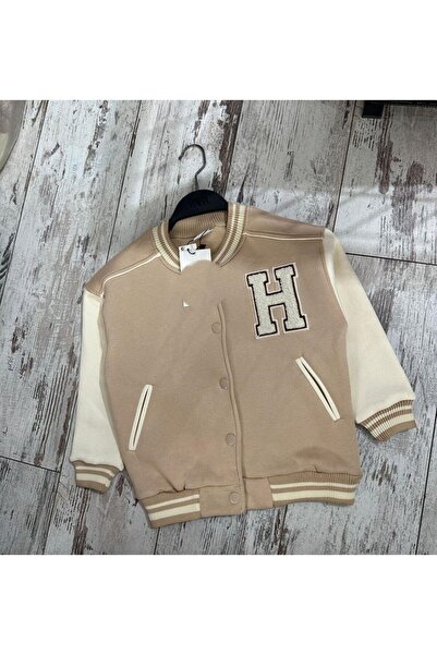 SARE TEKSTİL College Bomber Jacket - Cream Color