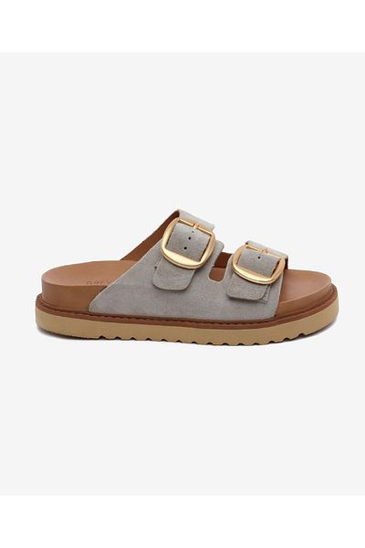 Greyder Women's Beige Suede Genuine Leather Slippers 5Y2Ct59054