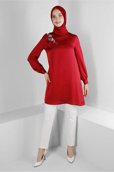 Alvina FLYWHEEL DETAIL SATIN TUNIC 43511