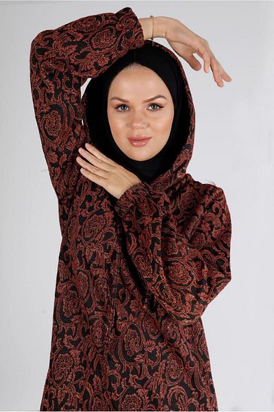 Alvina HOODED PATTERNED KNIT TUNIC 43391