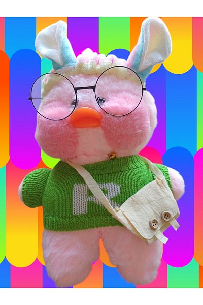 OYUNCAKSAHİLİ Lalafan Fan Duck Plush Glasses Shoulder Bag Toy Hulv Vhosel Sen 29.5cm Soft Kavai Velvet Duck