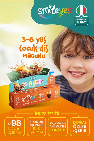Smile yes Smileyes Kids Fluoride-Free Swallowable Children's Toothpaste 3-6 Years Old Cola Jelly Taste 50 ml
