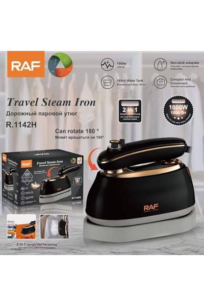 MACON RAF 2-in-1 Steam Iron – Powerful Compact Garment Steamer for Clothes, Black Color