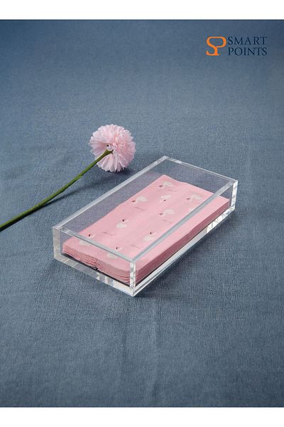 SMARTPOINTS Acrylic Napkin Holder Tray, 8mm Thick Guest Towel Holder 8.5x4 inches