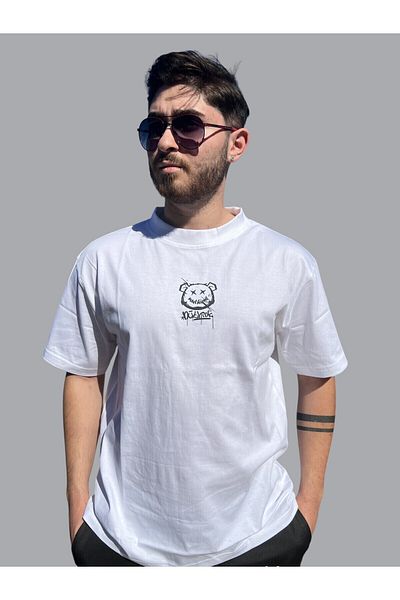 OEM Oversized Men's T-Shirt, 100% Cotton, Urban Bear Graphic Print with Colorful Details – Streetwear