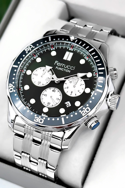 Ferrucci Function Erkek Kol Saati Çelik Kordon&Kasa 3 ATM+Bileklik Hediye zmfer088