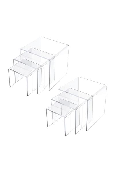 SMARTPOINTS 6 Pcs Acrylic Display Risers Clear Square Nesting Stands Shelf for Display