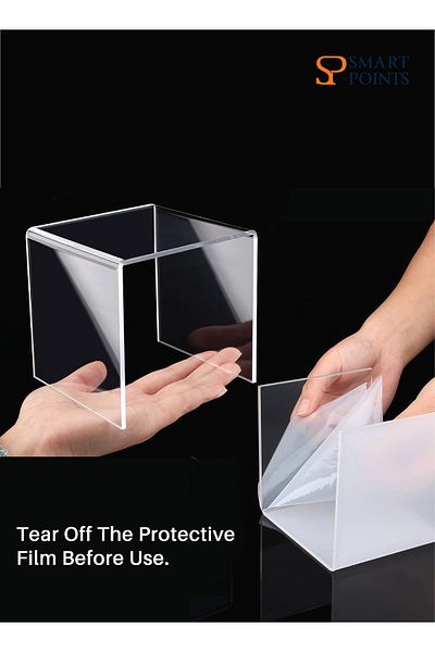 SMARTPOINTS 6 Pcs Acrylic Display Risers Clear Square Nesting Stands Shelf for Display