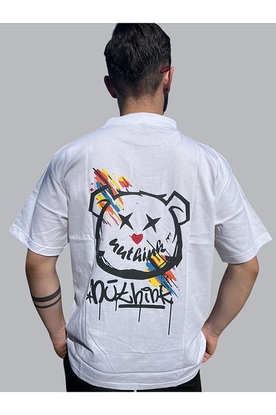OEM Oversized T-shirt for Men, 100% Cotton, Urban Print with Graphic Bear & Colorful Details, size Xl