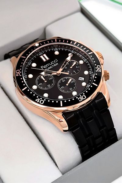Ferrucci Function Men's Wristwatch Black Steel Strap 3atm Water Resistant Sdfer095