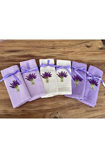 KOZATEX Ycn Lavanta Nakışlı 6’lı Peçete-mutfak Havlusu Kurulama Bezi 40x60 Cm