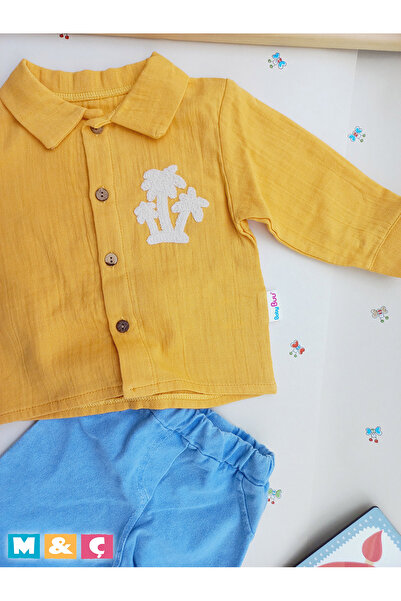 MÇ FAMİLY STORe Baby Boy Children's Muslin Shirt Pants for Holidays and Special Occasions 2-Piece Bottom Top Set