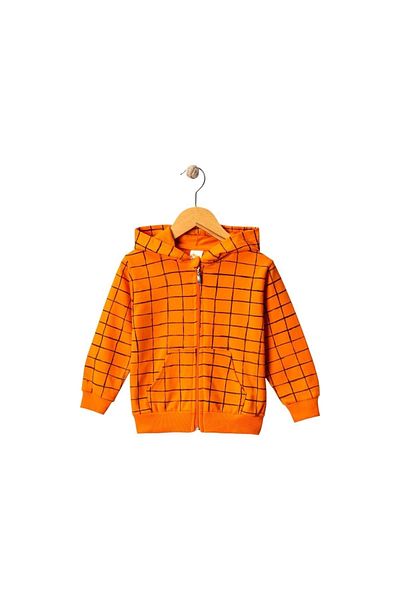 Babexi Chequered Patterned Two-Part Cardigan Orange