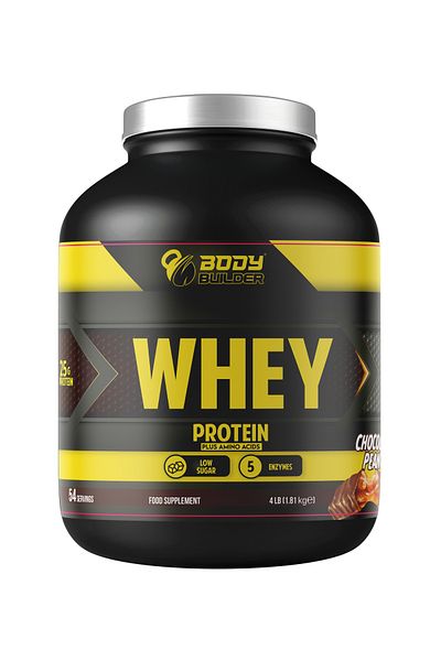Body Builder 100% Whey Protein, Chocolate Peanut, 4 Lb, Digestive Enzymes For Lean Muscle Growth & Endurance