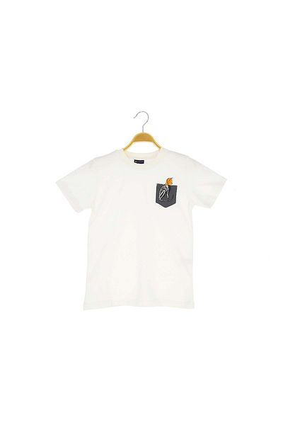 atabay Cep Printed 36/1 Single Jersey Men's Tshirt Ecru