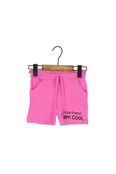 atabay Pantaloni scurți pentru fete LITTLE FRIEND I AM COOL PRINTED Roz